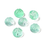 Transparent Spray Painted Glass Beads, Steamed Stuffed Bun Shape, Aquamarine, 12x8mm, Hole: 1.2mm(GLAA-I050-09F)