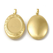 Rack Plating Brass Locket Pendants, Oval Charm, Cadmium Free & Lead Free, Long-Lasting Plated, Real 18K Gold Plated, 38.5x25x7mm, Hole: 4x7mm(KK-G452-05G)