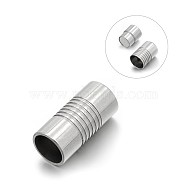 Smooth 304 Stainless Steel Column Magnetic Clasps with Glue-in Ends, Stainless Steel Color, 21x10mm, Hole: 8mm(X-STAS-E089-33F)