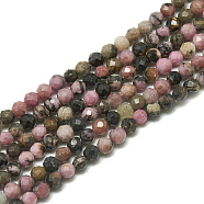 Natural Rhodonite Beads Strands, Faceted, Round, 3~3.5mm, Hole: 0.3mm, about 113pcs/strand, 14.9 inch(G-S300-16-3mm)