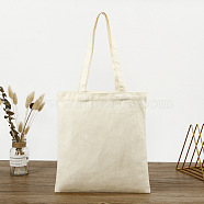 Cotton Cloth Blank Canvas Bag, Vertical Tote Bag for DIY Craft, White, 36x31cm(SENE-PW0012-01B)