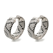 Rack Plating Brass Micro Pave Cubic Zirconia Hoop Earrings, Long-Lasting Plated, Lead Free & Cadmium Free, Platinum, 19.5~20x7mm(EJEW-H016-23P)