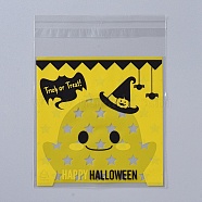 Halloween Cookie Bags, Self Adhesive Candy Bags, OPP Cellophane Bags, for Party Gift Supplies, Yellow, 13x10x0.01cm, 95~100pcs/bag(ABAG-I002-B02)