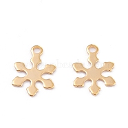 Christmas 201 Stainless Steel Charms, Laser Cut, Snowflake, Real 18k Gold Plated, 12x10x0.5mm, Hole: 1.4mm(X-STAS-C017-26G)
