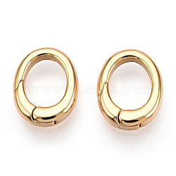 Brass Spring Gate Rings, Oval, Real 18K Gold Plated, 12x9x3mm, Hole: 7.5x6mm(KK-N254-17G)