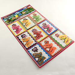 DIY Costume Accessories Butterfly Fabric Scrapbook Clothes Patch Stickers Computerized Embroidery, Appliques, Mixed Color, 45x69x0.8mm, 9pcs/card(AJEW-Q086-M)