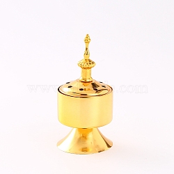 Iron Incense Burners Tower Censer Holder, Hollow Buddhism Aromatherapy Furnace Home Decor , Golden, 78x130mm(PW23011802729)