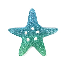 Gradient Color Opaque Resin Decoden Cabochons, Starfish, Sea Green, 50x50x13.5mm(CRES-P036-01B-05)