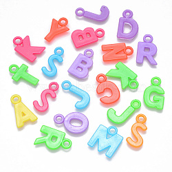 Opaque Acrylic Pendants, Mixed Letters, Mixed Color, Random Mixed Letters, 21x6~16.5x1.5mm, Hole: 2.5mm, about 1900pcs/500g(MACR-T038-04)