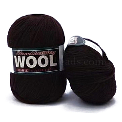 Polyester & Wool Yarn for Sweater Hat, 4-Strands Wool Threads for Knitting Crochet Supplies, Coffee, about 100g/roll(YCOR-PW0001-003A-32)