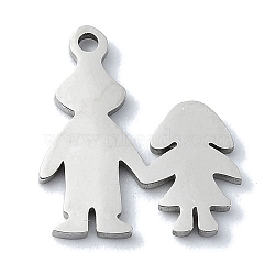 304 Stainless Steel Charms, Laser Cut, Couple Charm, Stainless Steel Color, 14.5x13x1mm, Hole: 1.2mm(STAS-C097-31P)