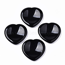 Natural Obsidian Thumb Worry Stone, Pocket Palm Stones, for Healing Reiki Stress Relief, Heart Shape, 39~40x39~40x5~6mm(X-G-N0325-01Y)