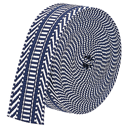 Polyester Ribbons, Jacquard Ribbon, Stripe Pattern, Midnight Blue, 1-1/2 inch(38mm), about 5.00 Yards(4.57m)/Roll(SRIB-WH0011-069A)