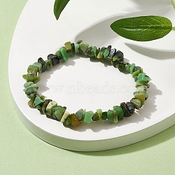 Natural Chrysoprase Chip Beaded Stretch Bracelets for Women, Inner Diameter: 2 inch(5.1cm)(BJEW-JB09995)