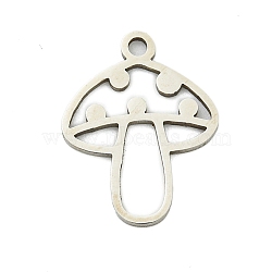 Non-Tarnish 201 Stainless Steel Pendants, Mushroom Charm, Laser Cut, Stainless Steel Color, 17x13x1mm, Hole: 1.5mm(STAS-M015-09P)