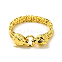 Men's 304 Stainless Steel Mesh Chain Bracelet with Wolf Head Clasp, Gothic Jewelry, Golden, 8-7/8 inch(22.5cm)(BJEW-A129-02G)