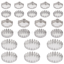 PandaHall Elite 60Pcs 6 Style 304 Stainless Steel Plain Edge Bezel Cups, Cabochon Settings, Flat Round, Stainless Steel Color, 13~21x3~4mm, Inner Diameter: 12~20mm, 10pcs/style(STAS-PH0003-43)