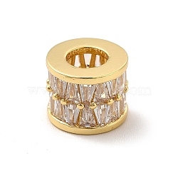 Rack Plating Brass Cubic Zirconia European Beads, Large Hole Beads, Cadmium Free & Lead Free, Long-Lasting Plated, Column, Real 18K Gold Plated, 10x8mm, Hole: 5mm(KK-G458-14G)