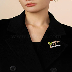 1Pc Lily Enamel Pins, Alloy ABS Pearl Brooches for Clothes, Golden, 42x35mm(JEWB-LP0004-62)