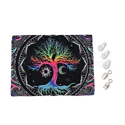 UV Reactive Blacklight Tapestry, Polyester Decorative Wall Tapestry, for Home Decoration, Rectangle, Tree of Life Pattern, 950x750x0.5mm(HJEW-F015-01A)