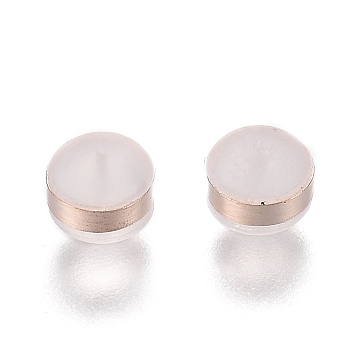 Brass Rings Silicone Ear Nuts, Frosted, Earring Backs, Rose Gold, 5.7x5.7x4.5mm, Hole: 1mm