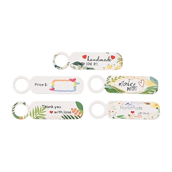 100Pcs Paper Leaf Printed Price Tags, Rectangle, Mixed Color, 5x1.3x0.04cm