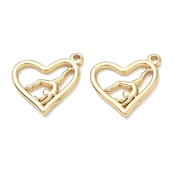 304 Stainless Steel Pendants, Heart with Gymnast Charms, Long-Lasting Plated, Golden, 21x23x2.5mm, Hole: 2mm