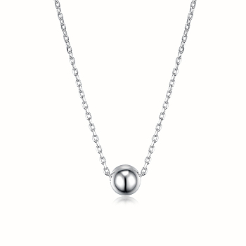 Fashionable S925 Silver Round Bead Lariat Necklace, Stretchable & Layerable Versatile Collarbone Chain for Women