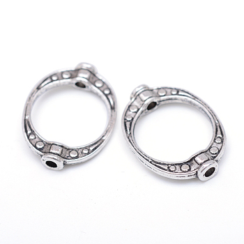 Donut Tibetan Style Alloy Bead Frames, Cadmium Free & Lead Free, Antique Silver, 15x10.5x3mm, Hole: 1mm, about 1480pcs/1000g