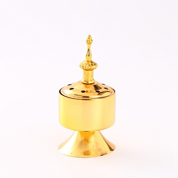 Iron Incense Burners Tower Censer Holder, Hollow Buddhism Aromatherapy Furnace Home Decor , Golden, 78x130mm