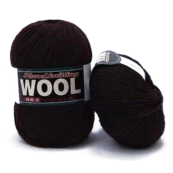 Polyester & Wool Yarn for Sweater Hat, 4-Strands Wool Threads for Knitting Crochet Supplies, Coffee, about 100g/roll