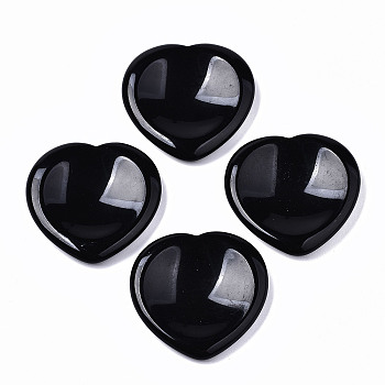 Natural Obsidian Thumb Worry Stone, Pocket Palm Stones, for Healing Reiki Stress Relief, Heart Shape, 39~40x39~40x5~6mm