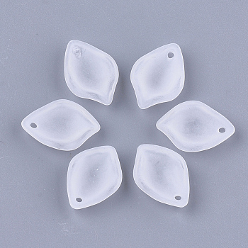 Transparent Acrylic Pendants, Frosted, Leaf, Clear, 19x13x4.5mm, Hole: 1.4mm