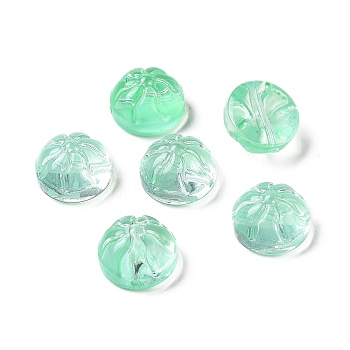 Transparent Spray Painted Glass Beads, Steamed Stuffed Bun Shape, Aquamarine, 12x8mm, Hole: 1.2mm