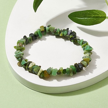 Natural Chrysoprase Chip Beaded Stretch Bracelets for Women, Inner Diameter: 2 inch(5.1cm)