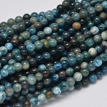 Round Natural Apatite Beads Strands, Grade AB, 4mm, Hole: 1mm, 13.78''(35cm)