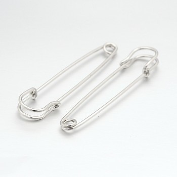 Iron Safety Pins, for Brooch Making, Kilt Needles, Platinum, 65x17x6mm