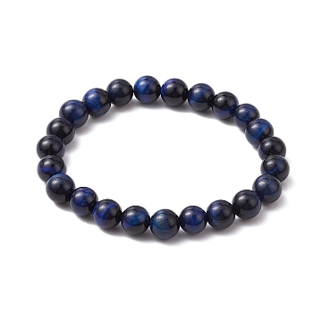 Natural Lapis Lazuli Beaded Stretch Bracelets for Women Men, Round, Inner Diameter: 2-1/8 inch(5.5cm)