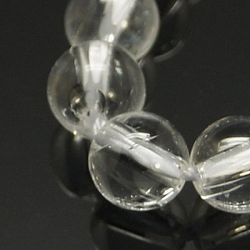 Natural Quartz Crystal Beads Strands, Rock Crystal Beads, Round, 4mm, Hole: 1mm, about 47pcs/strand, 7.5 inch