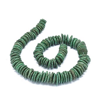 Synthetic Turquoise Graduated Beads Strands, Heishi Beads, Disc/Flat Round, Green, 9~25x1.5~6mm, Hole: 0.6~3mm, about 118~136pcs/strand, 15.5~16.1 inch(39.5~41.8cm)
