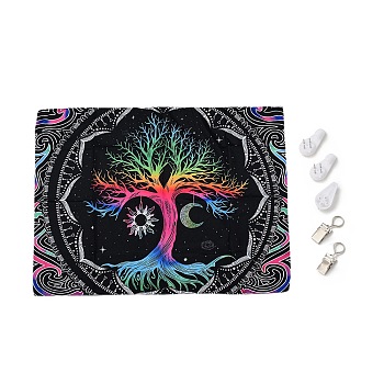 UV Reactive Blacklight Tapestry, Polyester Decorative Wall Tapestry, for Home Decoration, Rectangle, Tree of Life Pattern, 950x750x0.5mm