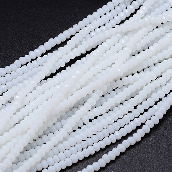 Faceted Rondelle Glass Beads Strands, White, 2.8~3x2mm, Hole: 0.8mm, about 165~169pcs/strand, 15.7~16.1 inch(40~41cm)