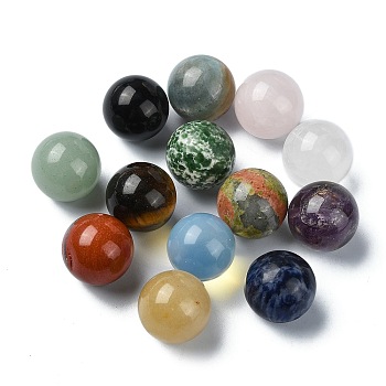 Natural & Synthetic Mixed Gemstone Round Ball Beads, Sphere Beads, No Hole/Undrilled, 16mm