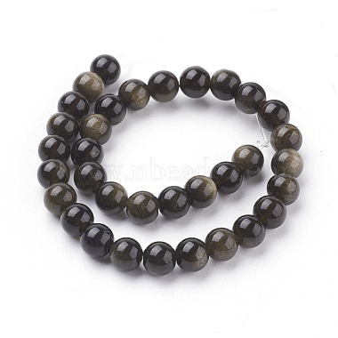 Chapelets de perles en obsidienne dorée naturelle(G-C076-6mm-5)-2