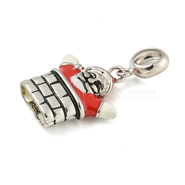 Anti-Tarnish Rhodium Plated 925 Sterling Silver Enamel Christmas European Dangle Charms(STER-Z010-02P-01B)-2