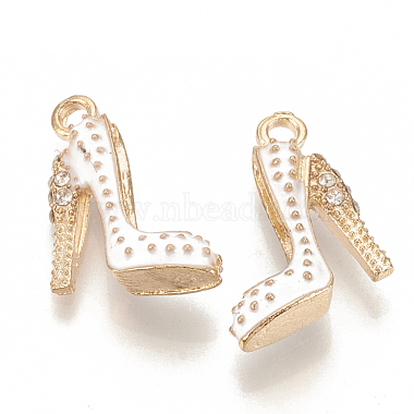 Light Gold Creamy White Shoes Alloy Rhinestone+Enamel Pendants