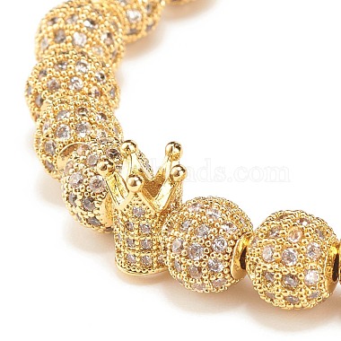 4Pcs 4 Color Cubic Zirconia Round & Crown Braided Bead Bracelet with Synthetic Hematite(BJEW-JB08049)-5