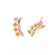 Brass Micro Pave Clear Cubic Zirconia Stud Earring Findings(KK-S364-038)-5