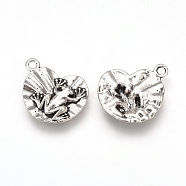 Tibetan Style Alloy Pendants, Frog on Lily Pad Charms, Amphibian Charms, Cadmium Free & Lead Free, Antique Silver, 16x18x3mm, Hole: 2mm, about 885pcs/1000g(TIBEP-T002-12AS-RS)