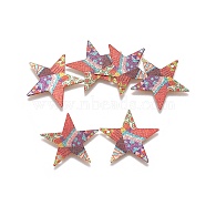 Printed Iron Pendants, Star, Light Gold, Colorful, 24x24x0.4mm, Hole: 1.8mm(IFIN-L028-C01)